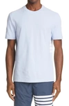 Thom Browne 4-bar Back Stripe Pique T-shirt In Light Blue
