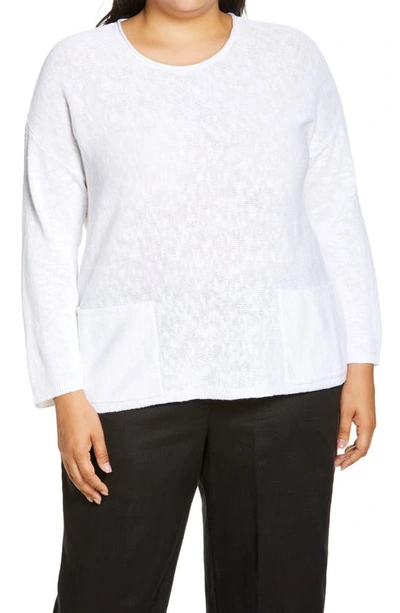 Eileen Fisher Linen & Cotton Raglan Sweater, Created For Macy's In White