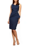 Alex Evenings Side Ruched Cocktail Dress In Navy