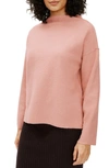 Eileen Fisher Wool Turtleneck Raglan-sleeve Top In Blush