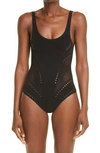 STELLA MCCARTNEY STELLAWEAR PERFORATED ONE-PIECE SWIMSUIT,S7BKG1100