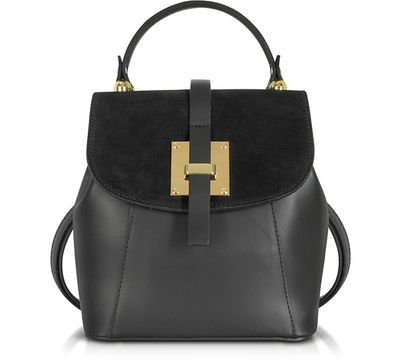 Gisèle 39 Handbags Palazia Black Suede And Leather Small Backpack In Noir