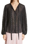 AKRIS PUNTO METALLIC POLKA DOT DEVORE BLOUSE,160203061874098