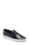 Michael Michael Kors Keaton Slip-on Sneaker In Black Embossed Croc Leather