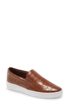 Michael Michael Kors Keaton Slip-on Sneaker In Chestnut Embossed Croc Leather