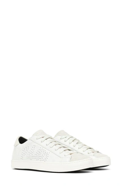 P448 Women's John Leather Sneakers In White/white