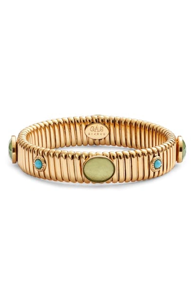 Gas Bijoux Strada Cabochon Stretch Bracelet In Abalone / Black