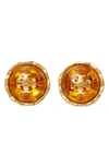 Tory Burch Roxanne 18kt Gold-plated Circle Stud Earrings In Rolled Brass / Yellow