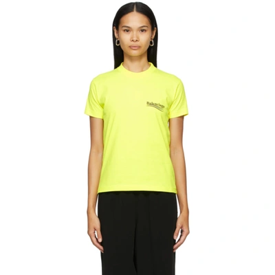 Balenciaga Political Logo Vintage Jersey T-shirt In Yellow