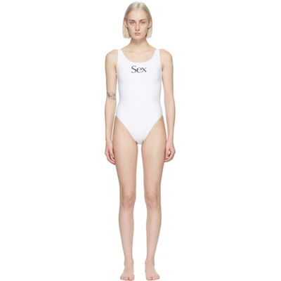 More Joy White 'sex' One-piece Swimsuit In Weiss