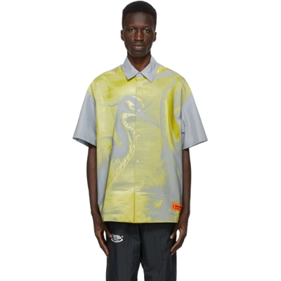 Heron Preston Grey And Yellow Glass Fiber Blend Shirt In Ice Grey Ye