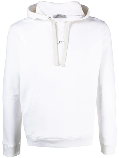 Valentino Vltn Print Cotton Hoodie In White