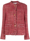 Valentino Sequin-detail Tweed Jacket In Red