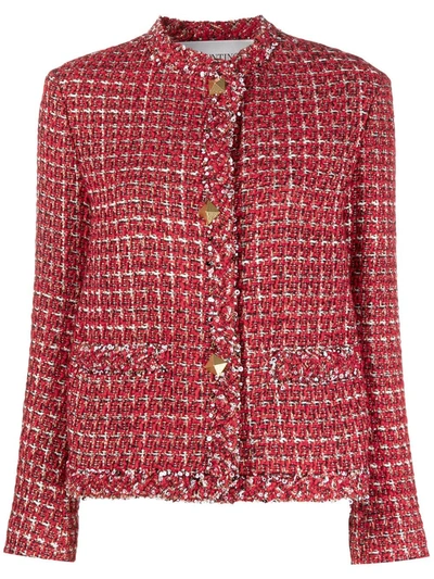 Valentino Sequin-detail Tweed Jacket In Red