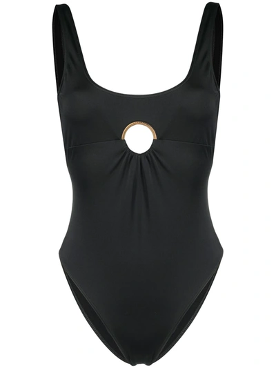Versace One-piece Swimsuit With Ring Hardware In Black