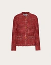 Valentino Sequin-detail Tweed Jacket In Red