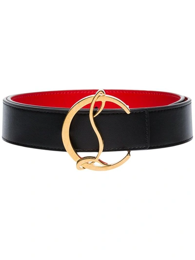 Christian Louboutin 3.5cm Logo Buckle Leather Belt In Black