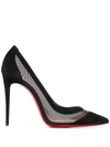 Christian Louboutin Galativi 85 Suede And Mesh Pumps In Nero