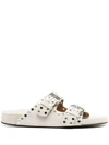 Isabel Marant Stud-embellished Slip-on Sandals In Bianco