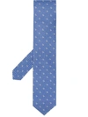 Ferragamo Gancio Woven Print Tie In Blue