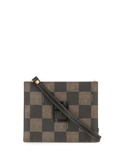Pre-owned Fendi Checked Crossbody Bag In Brown