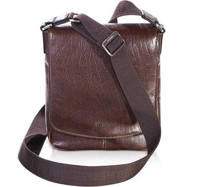 Chiarugi Designer Men's Bags Genuine Leather Men's Crossbody Bag In Marron Foncé