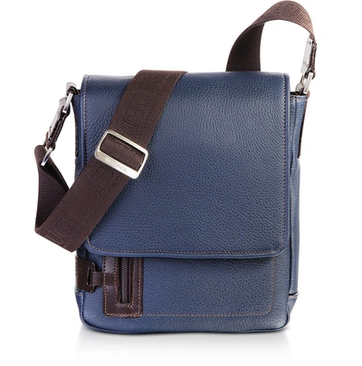 Chiarugi Designer Men's Bags Genuine Leather Men's Flap Crossbody Bag In Bleu