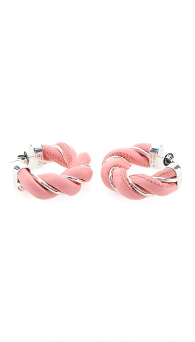 Bottega Veneta Twist Hoop Earrings In Pink