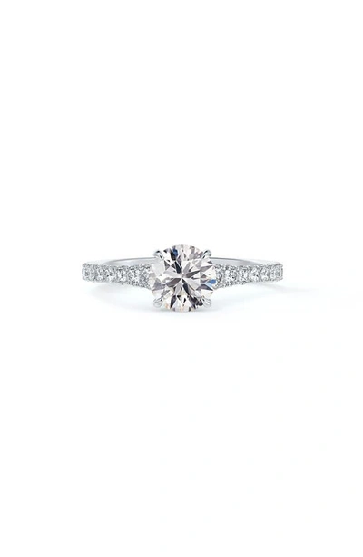 Forevermark Icon™ Setting Round Diamond Engagement Ring With Diamond Band In Platinum-d0.70ct