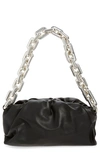 Bottega Veneta The Chain Pouch Gathered Leather Clutch In Nero