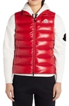 MONCLER GHANY SHORT SHINY NYLON DOWN VEST,F20931A5250068950