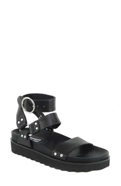 Caverley Burt Platform Sandal In Black Leather