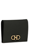 Ferragamo Gancini French Leather Wallet In Nero