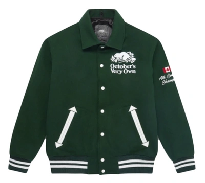 Pre-owned Ovo  X Roots Varsity Jacket Green