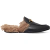 Gucci Princetown Horsebit-detailed Shearling-lined Leather Slippers