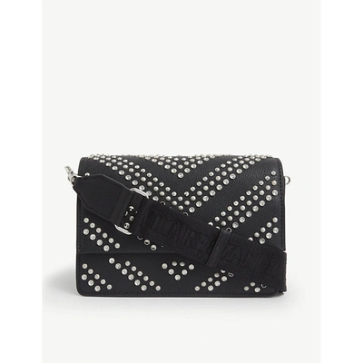 Zadig & Voltaire Lolita Stud-embellished Leather Shoulder Bag In Noir