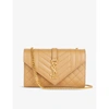 Saint Laurent Envelope Triquilt Small Ysl Shoulder Bag In Grained Leather In Natural Tan