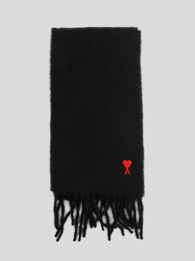 Ami Alexandre Mattiussi Plain Scarf With Fringes In Black