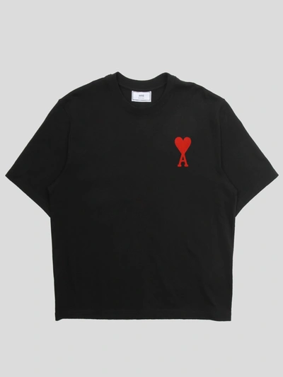 Ami Alexandre Mattiussi T-shirt With Chain Stitch Embroidery In Black