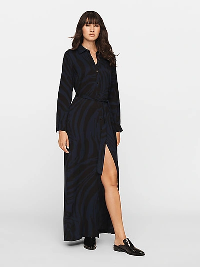 Diane Von Furstenberg Amina Crepe Maxi Shirt Dress In Fall Zebra