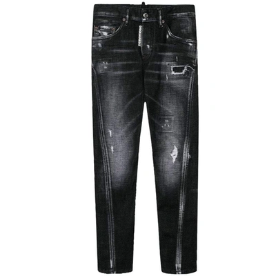 Dsquared2 Kids Distressed Twist Jeans In Dark Grey