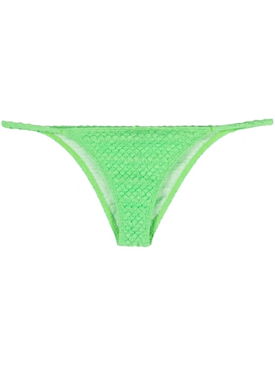 Ack Textured Logo-print Bikini Bottoms In Green