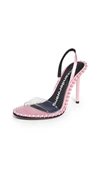 Alexander Wang Nova Crystal Pcv Slingback Sandals In Prism Pink