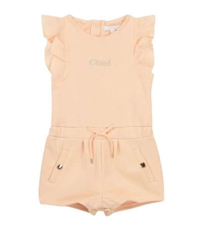 Chloé Baby刺绣棉质连身短裤