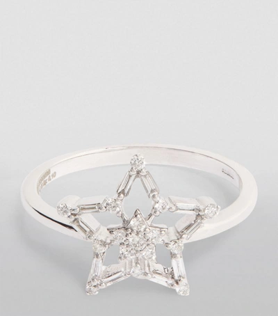 Bee Goddess White Gold Star Light Sirius Ring (size 14)