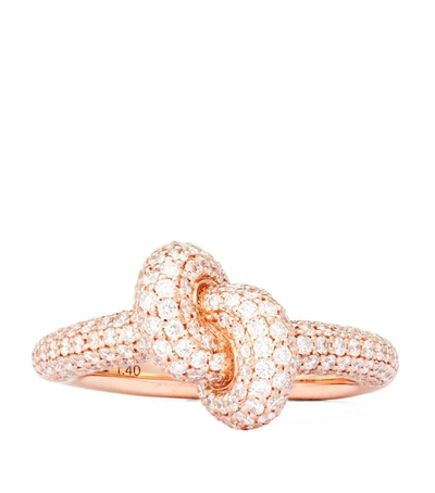 Engelbert Rose Gold And Diamond Absolutely Tight Knot Ring (size 55)