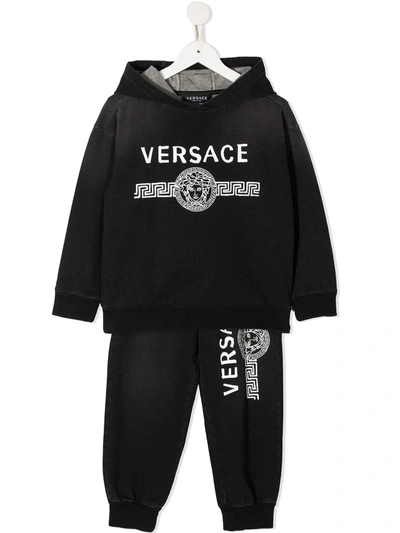 Young Versace Kids' Medusa Logo Print Tracksuit Set In Black