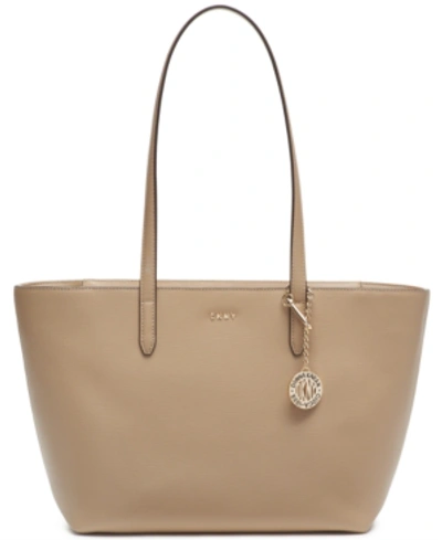 Dkny Sutton Leather Bryant Medium Tote In Sand/gold