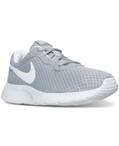Nike Women's Tanjun Casual Sneakers From Finish Line In Wolf Gray, Black-white