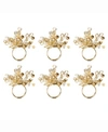 Design Imports Multi Bead Napkin Ring, Set Of 6 In Gold